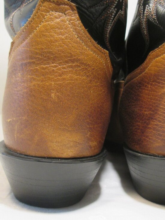 Vtg Tony Lama Cowboy Boots Mens 10 D Style 2005 Two Tone Black & Brown Leather main image 10